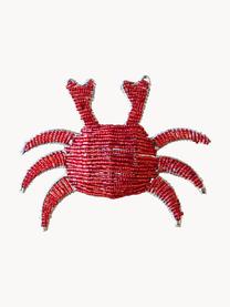 Obrączka na serwetkę ze szklanych koralików Crab, 2 szt., Szklane koraliki, metal powlekany, Czerwony, S 12 x W 7 cm