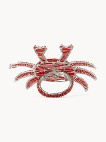 Obrączka na serwetkę ze szklanych koralików Crab, 2 szt., Szklane koraliki, metal powlekany, Czerwony, S 12 x W 7 cm