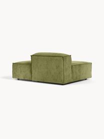 Modulo Chaise-longue in velluto a coste Lennon, Rivestimento: velluto a coste (92% poli, Struttura: legno di pino massiccio, , Piedini: plastica, Velluto a coste verde scuro, Larg. 150 x Prof. 119 cm, schienale a sinistra
