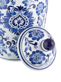 Wazon z porcelany z pokrywką Annabelle, Porcelana, Niebieski, biały, Ø 20 x W 35 cm
