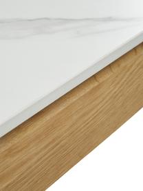 Table de salle à manger avec plateau en imitation marbre, Jackson, tailles variées, Look marbre blanc, chêne laqué, larg. 180 x prof. 90 cm