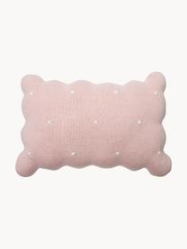 Ručně vyrobený měkký bavlněný polštář Biscuit, Světle růžová, tlumeně bílá, Š 25 cm, D 35 cm