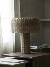 Lampa stołowa z rattanu Atum, Brązowy, Ø 40 x W 50 cm