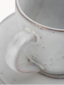 Ručně vyrobený šálek s podšálkem Nordic Sand, Kamenina, Světle šedá, tečky, Ø 8 x V 7 cm, 150 ml