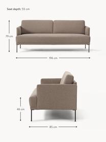 Sofa Fluente (3-Sitzer), Bezug: 100% Polyester 115.000 Sc, Gestell: Massives Kiefernholz, Füße: Metall, pulverbeschichtet, Webstoff Taupe, B 196 x T 85 cm