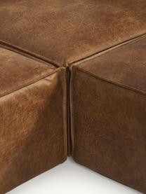 Modulaire woonlandschap Lennon van gerecycled leer, Bekleding: gerecycled leer (70% leer, Frame: massief hout, multiplex, Poten: kunststof, Leer bruin, B 418 x D 269 cm, hoekdeel rechts