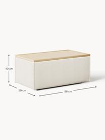 Sofa-Hocker Lennon mit Stauraum, Bezug: 100 % Polyester Der strap, Tablett: Eichenholz, Spannplatte m, Gestell: Spanplatte, mitteldichte , Füße: Kunststoff Dieses Produkt, Webstoff Off White, helles Eichenholz, B 88 x T 50 cm