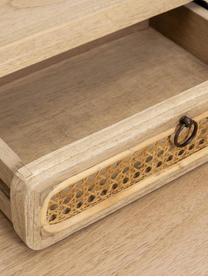 Bureau Nalu van hout met Weens vlechtwerk, Handvatten: gelakt metaal, Mindihoutkleurig, B 110  x D 60 cm