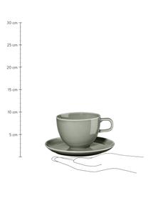 Tazas de café con platillo Kolibri, 6 uds., Porcelana, Tonos grises, Ø 9 x Al 9 cm, 250 ml