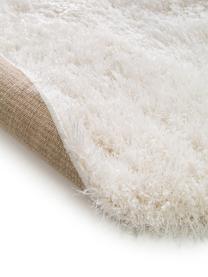 Tapis rond blanc poils longs Lea, Blanc