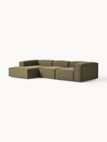 Modulares Ecksofa Lennon, Bezug: 100 % Polyester Der strap, Gestell: Massives Kiefernholz, Spe, Füße: Kunststoff Dieses Produkt, Webstoff Olivgrün, B 327 x T 180 cm, Eckteil links