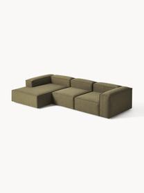 Modulares Ecksofa Lennon, Bezug: 100 % Polyester Der strap, Gestell: Massives Kiefernholz, Spe, Webstoff Olivgrün, B 327 x T 180 cm, Eckteil links