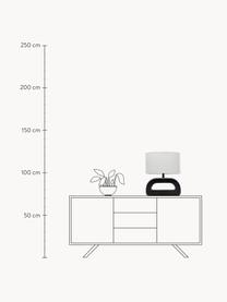 Grosse Tischlampe Tube, handgefertigt, Lampenschirm: Baumwolle, Polyester, Weiss, Silberfarben, Schwarz, B 46 x H 52 cm