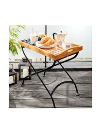 Tuin dienbladtafel Parklife met houten blad, Tafelblad: geolied acaciahout, Frame: verzinkt en gepoedercoat , Zwart, acaciahoutkleurig, 65 x 72 cm