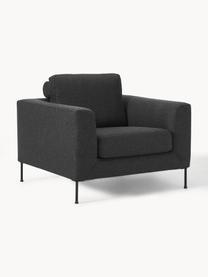 Fauteuil lounge Cucita, Tissu anthracite, larg. 98 x prof. 94 cm