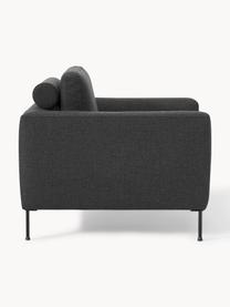 Fauteuil lounge Cucita, Tissu anthracite, larg. 98 x prof. 94 cm