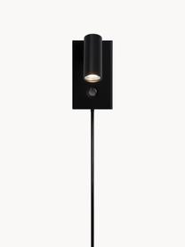 Kleine dimbare LED wandlamp Omari met stekker, Lampenkap: gecoat metaal, Zwart, B 7 x H 12 cm