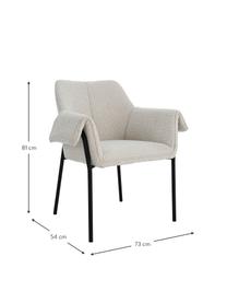 Silla con reposabrazos en tejido bouclé Effekt, 2 uds., Tapizado: 100% poliéster, Patas: metal recubierto, Bouclé blanco, An 73 x F 54 cm