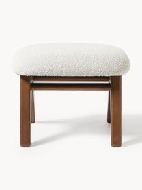 Bouclé stolička Shenay, Bílá, dubové dřevo tmavě hnědě lakované, Š 55 cm, V 45 cm