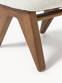 Bouclé-Sitzhocker Shenay, Bezug: Bouclé (100 % Polyester) , Bouclé Weiss, Weisseichenholz dunkelbraun lackiert, B 55 x H 45 cm