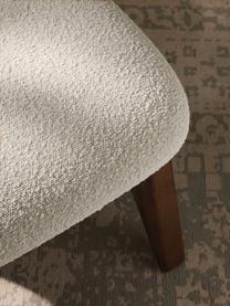 Bouclé-Sitzhocker Shenay, Bezug: Bouclé (100 % Polyester) , Bouclé Weiss, Weisseichenholz dunkelbraun lackiert, B 55 x H 45 cm