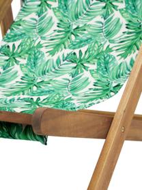Sedia a sdraio pieghevole Zoe, Struttura: legno di acacia massiccio, Verde, bianco, Larg. 59 x Prof. 84 cm