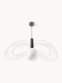 Lámpara de techo grande Dela, Pantalla: vidrio, Cable: plástico, Blanco, negro, Ø 21 x Al 26 cm