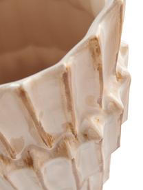 Große Keramik-Vase Pilar mit Rillen-Struktur, Keramik, Beige, Ø 20 x H 36 cm