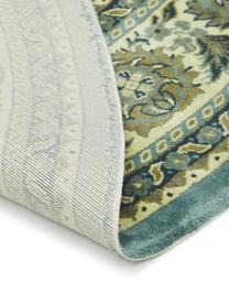 Runder Vintage-Teppich Bodega in Grün mit Fransen, Flor: 38% Rayon, 26% Baumwolle,, Grüntöne, gemustert, Ø 175 cm (Grösse L)