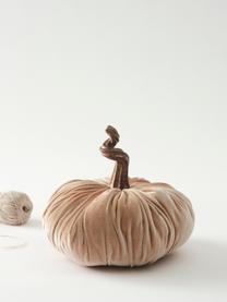 Zucca decorativa Pumpis, Ø 22 cm, Rivestimento: velluto (100% poliestere), Struttura: poliresina, Tonalità beige, dorato, Ø 22 x Alt. 21 cm