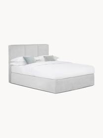 Letto boxspring Oberon, Materasso: nucleo a 5 zone di molle , Piedini: plastica Questo prodotto , Tessuto grigio chiaro, Larg. 140 x Lung. 200 cm, grado di durezza H2