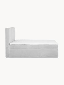 Letto boxspring Oberon, Materasso: nucleo a 5 zone di molle , Piedini: plastica Questo prodotto , Tessuto grigio chiaro, Larg. 140 x Lung. 200 cm, grado di durezza H2