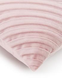 Copricuscino strutturata in velluto rosa Lucie, 100% velluto (poliestere), Rosa cipria, Larg. 45 x Lung. 45 cm