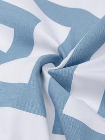 Funda de cojín estampada Bram, 100% algodón, Blanco, azul claro, An 45 x L 45 cm