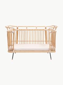 Handgefertigtes Babybett Paul aus Rattan, Beine: Metall, beschichtet, Füße: Mangoholz, Matratze: Kokoskern, Schafwolle, Ba, Hellbraun, B 70 x L 130 cm