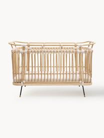 Handgefertigtes Babybett Paul aus Rattan, Beine: Metall, beschichtet, Füße: Mangoholz, Matratze: Kokoskern, Schafwolle, Ba, Hellbraun, B 70 x L 130 cm