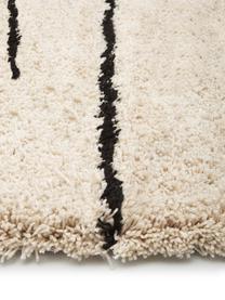 Flauschiger Hochflor-Teppich Dunya, handgetuftet, Flor: 100% Polyester, Beige, Schwarz, B 300 x L 400 cm