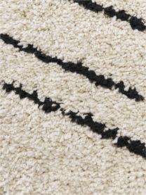 Tapis moelleux à poils longs, tufté main Dunya, Beige, noir, Larg. 300 x long. 400 cm