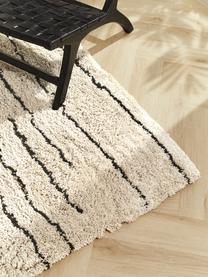 Ručně všívaný načechraný koberec s vysokým vlasem Dunya, Béžová, černá, Š 300 cm, D 400 cm