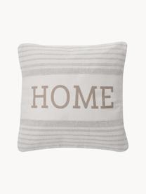 Housse de coussin 45x45 Home, 100 % coton, certifié GRS, Blanc crème, beige, larg. 45 x long. 45 cm