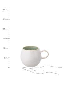 Ręcznie malowana filiżanka do herbaty Areia, 2 szt., Kamionka, Miętowy, złamana biel, beżowy, Ø 9 x W 10 cm