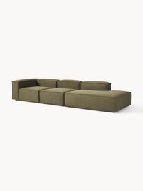 Diván modular grande Lennon, Tapizado: 100% poliéster Alta resis, Estructura: madera contrachapada de p, Patas: plástico Este producto es, Tejido verde oliva, An 357 x F 119 cm, reposabrazos derecho