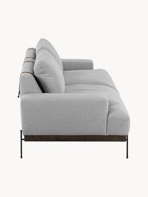 Sofa z metalowymi nogami Brooks (3-osobowa), Tapicerka: poliester Tapicerka nie j, Stelaż: lite drewno sosnowe z cer, Nogi: metal malowany proszkowo, Szara tkanina, S 230 x G 98 cm