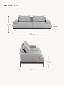 Sofa Brooks (3-Sitzer) mit Metall-Füßen, Bezug: Polyester Der Bezug ist n, Gestell: Massives Kiefernholz, Rahmen: Lackiertes Kiefernholz, Füße: Metall, pulverbeschichtet, Webstoff Grau, B 230 x T 98 cm