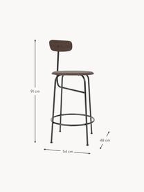 Tabouret de bar Afteroom, Bois foncé, cadre noir, larg. 48 x long. 91 cm