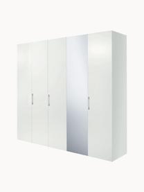 Drehtürenschrank Madison 5-türig mit Spiegeltür, inkl. Montageservice, Korpus: Holzwerkstoffplatten, lac, Weiß, mit Spiegeltür, B 252 x H 230 cm