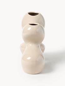 Vase en grès Madhuri, haut. 25 cm, Grès cérame, Beige clair, larg. 29 x haut. 25 cm