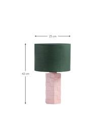 Tischlampe Check mit karierter Oberfläche, Lampenschirm: Baumwolle, Lampenfuß: Steingut, Grün, Hellrosa, Ø 25 x H 42 cm