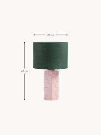 Lámpara de mesa Check, Pantalla: algodón, Cable: cubierto en tela, Verde oscuro, rosa claro, Ø 25 x Al 42 cm