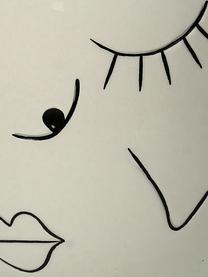 Portavaso di design in gres Eyes, Gres, Bianco latteo, nero, Ø 14 x Alt. 16 cm